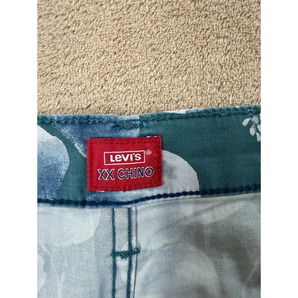 Levis‎ XX Chino Shorts Mens Size 40 Teal Eucalyptus Leaf Floral Print EUC